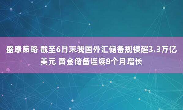盛康策略 截至6月末我国外汇储备规模超3.3万亿美元 黄金储备连续8个月增长